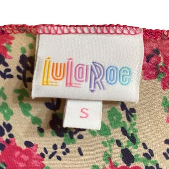 LuLaRoe Pink Floral Long Lined Open Front Semi Sheer Kimono Duster Size Small - Picture 3 of 5